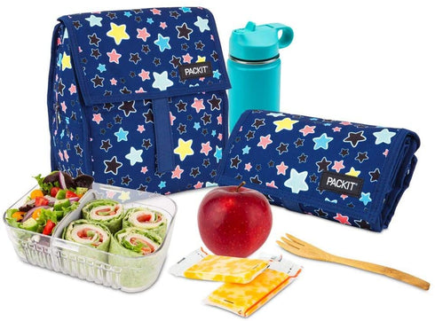 PackIt Freezable Lunch Bag with Zip Closure, Bright Stars