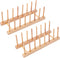 2Pack Bamboo Wooden Dish Rack, Plate Rack Stand Pot Lid Holder, Kitchen Cabinet Organizer for Cup, Cutting Board, Bowl, Drying Rack and More