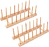 2Pack Bamboo Wooden Dish Rack, Plate Rack Stand Pot Lid Holder, Kitchen Cabinet Organizer for Cup, Cutting Board, Bowl, Drying Rack and More