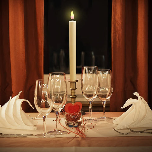 Ivory Taper Candles LED Flameless Window Candles,Battery-Powered,with Remote Control and Timer Flickering ,Suitable for Dinner Party Wedding Window Christmas Decorations(10x0.83 Inches, Set of 6)