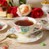 Fine Porcelain 4-Piece Cup and Saucer Set, Eileen's Red Peony, Set of Two