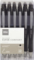 Office Depot Super Comfort Grip Retractable Ballpoint Pens, 1.0 mm, Medium Point, Black Ink, 12 pk, OD36101