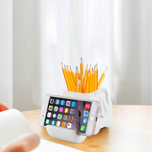 Ceramic Pencil Holder,desktop Stationery Box Organizer?Mobile phone bracket (elephant)