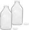Bekith 2 Pack 2-Quart Glass Milk Bottles with Side Grip, Clear Glass Beverage Bottles Half Gallon Jugs with Snap-on Lids