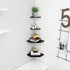 WELLAND 7-Inch Black Floating Corner Shelves Set of 2, Wall Mounted Storage Shelf with White Finish for Bedroom, Living Room, Bathroom, Display Shelf for Small Plant, Photo Frame, Toys