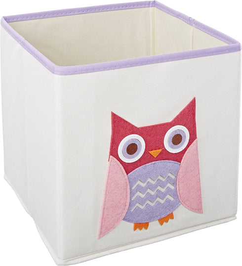 Whitmor Kids Canvas Collapsible Cube-10 x 10 x 10 inches, Pink, Owl Collection