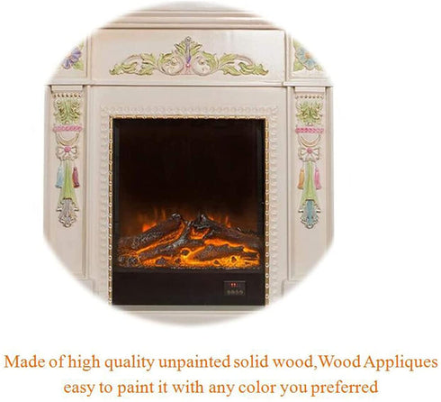 LXYUUM Wood Carved Long Onlay Applique Unpainted Frame Wood Appliques and Onlays for Furniture (04, 40x11cm/15.75x4.33inch)
