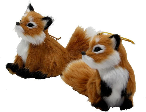 Kurt Adler 4.5-Inch Plush Set of 2 Fox Ornaments, Brown, 2 Piece