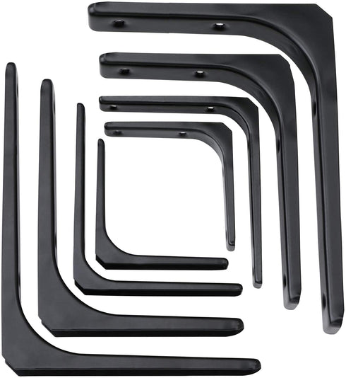 Floating Shelf Brackets,6 x 5 Inch Wall Mounted Industrial Black Metal Shelf Hardware, Shelf Support Angle L Brackets for Shelves,8 Pack