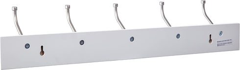 Amazon Basics Wall-Mounted Farmhouse Coat Rack, 5 Standard Hooks, White