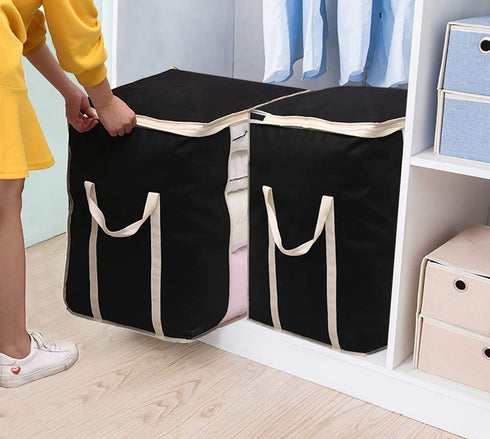 MISSLO King Comforters Storage Bag 120L for Blankets Clothes Sweaters Beddings Organizer with Reinfored Handles, Black