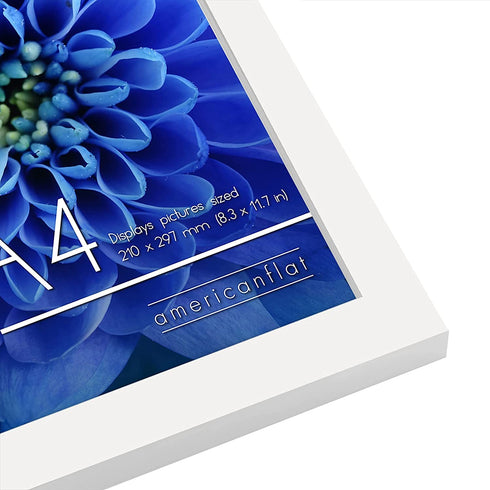 Americanflat A4 Picture Frame in White - Composite Wood with Shatter Resistant Glass - Horizontal and Vertical Formats for Wall and Tabletop - 8.3 x 11.7 in