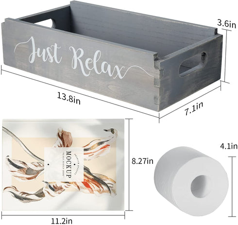 TJ.MOREE Please Seat Yourself/Just Relax Bathroom Decor Box Farmhouse New Home Housewarming Gift Mason Jars and Artificial Flower Box Powder Room Decor Rustic Home Decor