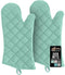 Gorilla Grip Heat Resistant Thick Cotton Oven Mitts, 15 Inch, Soft Quilted Lining, Durable Flexible Gloves, Protect Hands from Hot Kitchen Surfaces, Extra Long Cooking Mitt for Baking Sheet, Mint