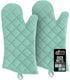 Gorilla Grip Heat Resistant Thick Cotton Oven Mitts, 15 Inch, Soft Quilted Lining, Durable Flexible Gloves, Protect Hands from Hot Kitchen Surfaces, Extra Long Cooking Mitt for Baking Sheet, Mint