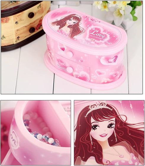 Pink Musical Jewelry Box For Little Girls Jewelry Set For Daughter Kids Children Ballerina Music Box Gifts For Birthday Christmas