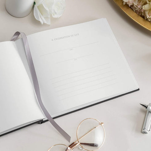 Global Printed Products Funeral Guest Book 9"x7" - FGB-BLK