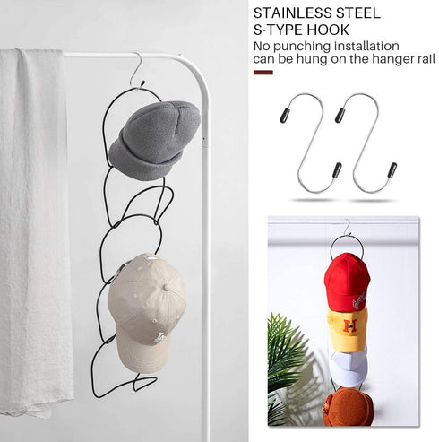 Hat Rack Caps Rack Holder,10 Rings Hat Organizer Cap Holder Organizer (Door Hooks and Sticky Hooks Include),Door/Wall/Clothes Rod Hanger Storage Hat Organizer for Baseball, Caps, Towel (round, black)