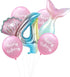 7pcs Mermaid Balloons Number Balloons for 1st 2nd 3rd Birthday Party Girls' Mermaid Tail Decoration Supplies (number 4)