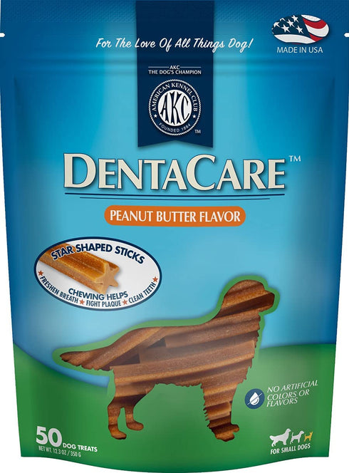 American Kennel Club DentaCare Mini Peanut Butter Flavored Dental Sticks | 50 Dog Sticks | Small Breed Size