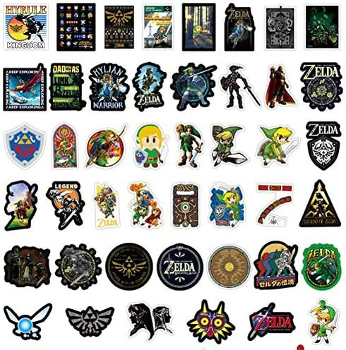 50pcs Zelda Vinyls Stickers Laptop Sticker Waterproof Stickers Luggage Skateboard Water Bottle Stickers Decal Bicycle Bumper Snowboard Decorate Gift for Kid