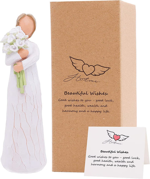 Guardian Angel Collectible Figurine, 6.2" Hand Carved Angel Figurine, Gathering of Beautiful Wishes, Good Wishes, Good Lucky, Good Health, Wealth to You
