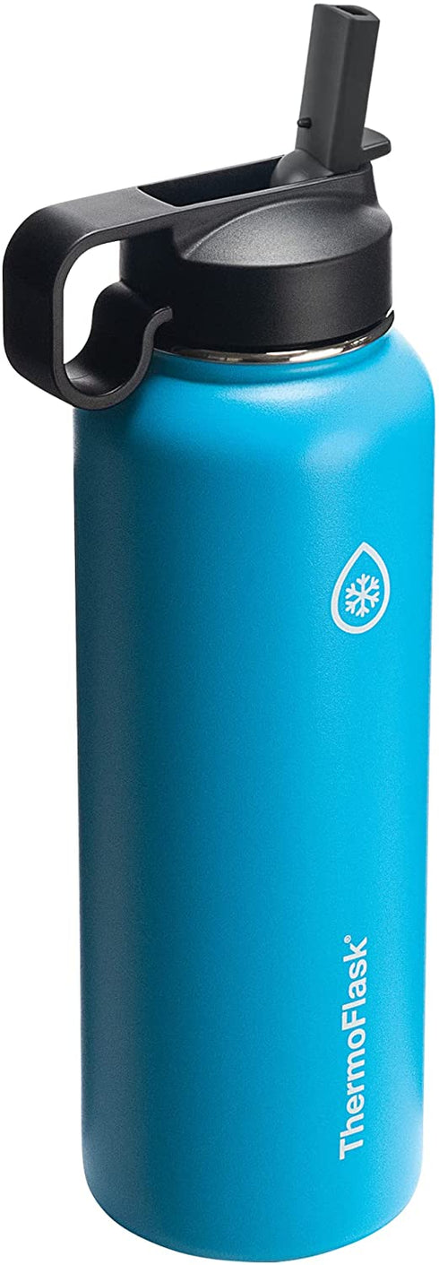 Thermoflask Double Stainless Steel Insulated Water Bottle with Two Lids, 40 Ounce, Capri