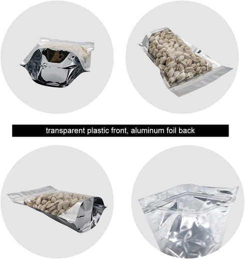 GooGou Resealable Zip Mylar Bag Food Storage Aluminum Foil Bags Smell Proof Pouches 6.3x9.4" 100pcs
