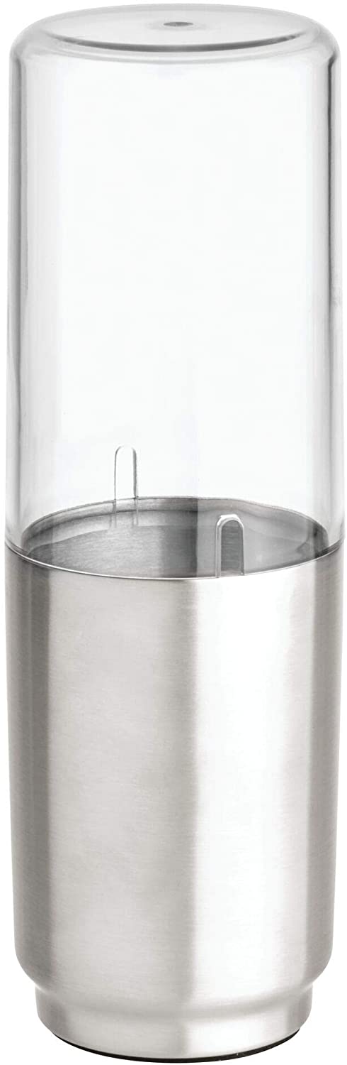 iDesign Austin Metal Covered Holder Stand, Holds Regular and Electric Toothbrushes in Master, Guest, Kid's, College Dorm Bathroom, Brushed