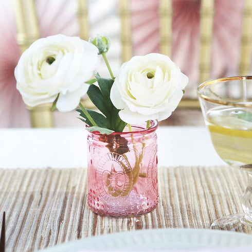Kate Aspen Vintage Glass Tea Light Holder (Set of 4), Pink