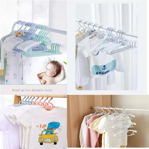 JSF Adjustable Children Coat Hangers for Baby Girl Boy, 20pcs Toddler Kids Child Nursery Closet Hangers, Non-Slip and Extendable Laundry Infant Hangers for Newborn Clothes (Grey Bear Hangers)