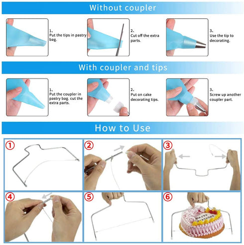 Cake Decorating Supplies Kit,310 PCS Baking Supplies Set with Icing Piping Tips & Russian Nozzles with Pattern Chart,Piping Bags,Mother™s Day Gift