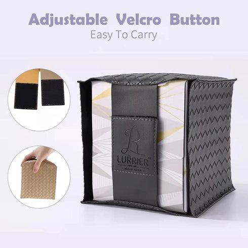 LURRIER Tissue Box Cover, Modern Woven PU Leather Square Tissue Box Holder, Decorative Box for Bathroom Vanity Countertop, Night Stands, Office Desk & Car 5"x5"x5" (Sandy)