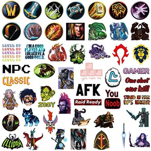 World of Warcraft Game Sticker Sticker Laptop Water Bottle Bomb Cool Computer Skateboard Luggage Motorbike Car 50pcs