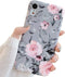 YeLoveHaw iPhone XR Case for Girls, Flexible Soft Slim Fit Full-Around Protective Cute Shell Phone Case Cover with Purple Floral and Gray Leaves Pattern for iPhone XR 6.1 Inch (Pink Flowers)