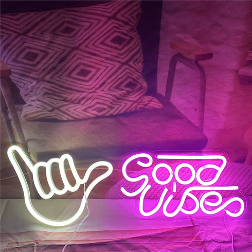 QiaoFei Hand Shape Finger Neon Sign Lights Hanging Decorative Neon Light USB or Battery Operated for Home Bedroom Bar Restaurant Christmas Birthday Party Gift LED Art Wall Decoration Light-White