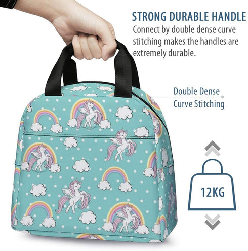 Lunch Bag for Kids, Cute Insulated Kids Lunch Box Container Reusable Cooler Lunch Tote Bag for Children Girls and Boys, School Picnic Travel Outdoors(Light Green with Unicorn)