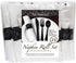 Party Essentials Party Supplies Wrapped Silverware Set Disposable, Pre Rolled Napkin and Cutlery, Spoons/Forks/Knives Black, 25 Units