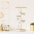 J JACKCUBE DESIGN Jewelry Tree Stand Organizer, with Adjustable Height Gold Metal Bar and Wooden Tray Storage Display Holder for Necklace, Earring, Bracelet and Ring- MK663A (Gold)