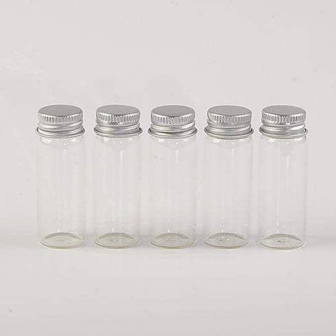 24units 14ml Mini Jars Crafts Glass Bottles with Aluminium Cap Liquid Pill Powder Ornament Bottles Empty Glass Vials Jars (24, 14ml)