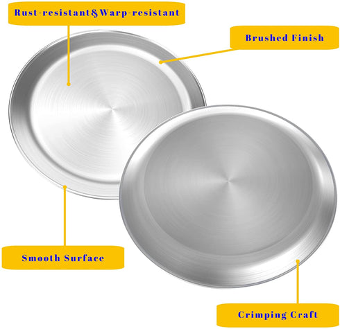 Small Stainless Steel Pizza Pan Set of 2, HEAHYSI Round Pizza Tray, Round Pizza Plate For Pie Cookie Pizza Cake, Non Toxic & Heavy Duty, Brushed Finish & Easy Clean & Diameter 9 Inch