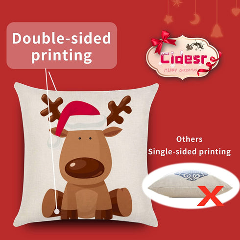Christmas Pillow Covers , 2021 Newest Double-Sided Christmas Pillowcase,18 x 18 Inches Set of 4 - Xmas Series Cushion Cover Case Pillow Custom Zippered Square Pillowcase (Christmas-B)
