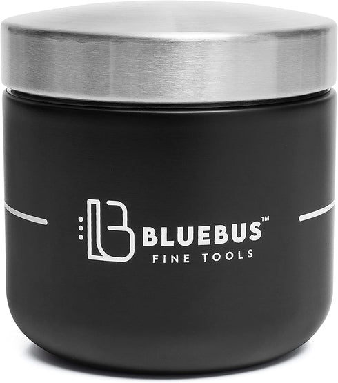 BLUE BUS BUNKER Smell Proof 500ML Jar Airtight Container - Multipurpose Bunker for Keeping Herb, Spice, Coffee, & Tea Fresh, Airtight Storage Canister with Moisture Bag, Magnet Stand, & Pen (Black)