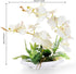 YOBANSA Orchid Bonsai Artificial Flowers with Imitation Porcelain Flower Pots Phalaenopsis Fake Flowers Arrangements for Home Decoration (White 1)