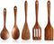 5 Pcs Luxury Wooden Kitchen Utensils Spoons Non Stick Spatula Cooking Utensils Set-Best Wood Spatula Paddle, Slotted Spatula, Angled Turner Spatula, Serving Cooking Spoon & Mixing Spoon Utensil