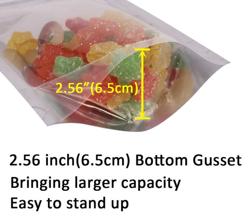 Belinlen 100 Pack 6 x 9 Inch Stand Up Pouch Bags Zipper Mylar Bags Clear Front with Aluminum Foil Back Reusable Food Storage Bags for Multipurpose with Gusset Bottom(5.5mil Thickness)