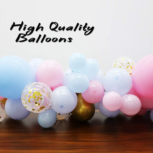 127Pcs Pastel Pink Blue Balloon Arch Garland Kit - Macaron Pink Blue Gold and Confetti Balloons for Birthday Baby Shower Gender Reveal Party Decorations