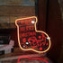NOXTROND Merry Christmas Sock Festival Neon Light Sign, Red 3D Acrylic Light Up Words LED Lights Sign, USB Powered Dimmable Desk Lamp for Wall Indoor Christmas Party Bar Decoration