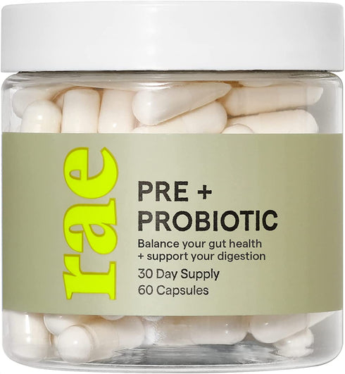 Rae Pre + Probiotic for Women - Women’s Probiotic and Prebiotic Supplement for Gut Health with Apple Cider Vinegar and Lactobacillus Acidophilus - Vegan, Non GMO and Gluten Free - 30 Day Supply