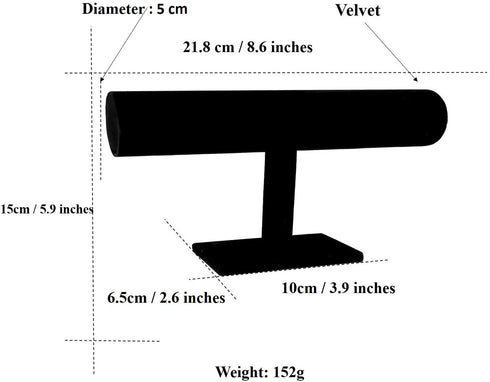 3pcs/pack 9" Black Velvet Necklace Bust Holder 1 Row Bracelet Organizer Accessories Chain Storage Display Stand Mannequin Jewelry Home Organisation for Girls Women